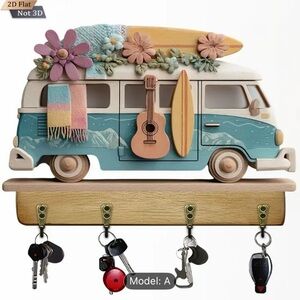 Retro Surf Van Wall Key Holder Hook Decor